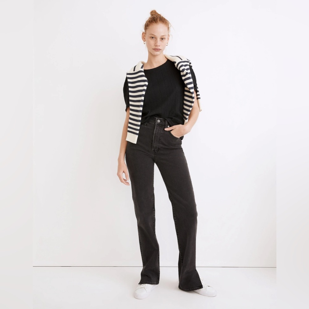 MADEWELL The Perfect Vintage Straight Jean in Nela Wash: Slit-Hem Edition